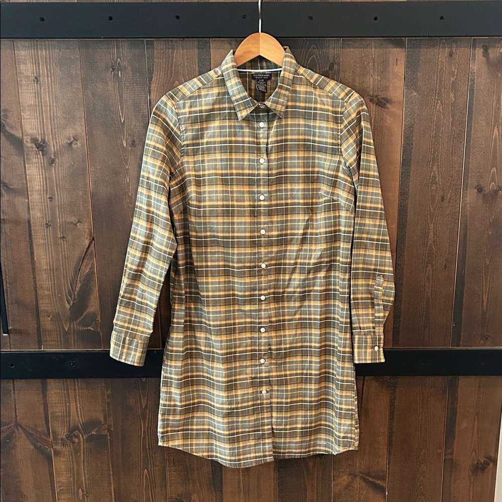 U.S. Polo Association Plaid Button Shirt Dress Women’s Size L